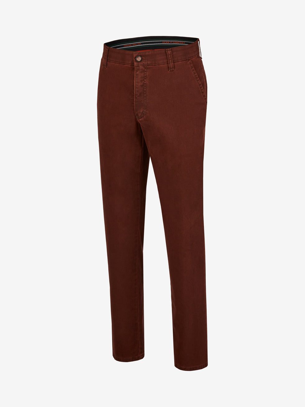 Bequeme GARVEY 7218 Ziegelrot Flat Front-Hose aus Pima-Baumwolle mit High Stretch, elastischem Komfortbund, Hemdenstopper und Münztasche, Regular Fit, schmaler Fußweite, perfekt für Herbst/Winter, hergestellt von Club of Comfort.