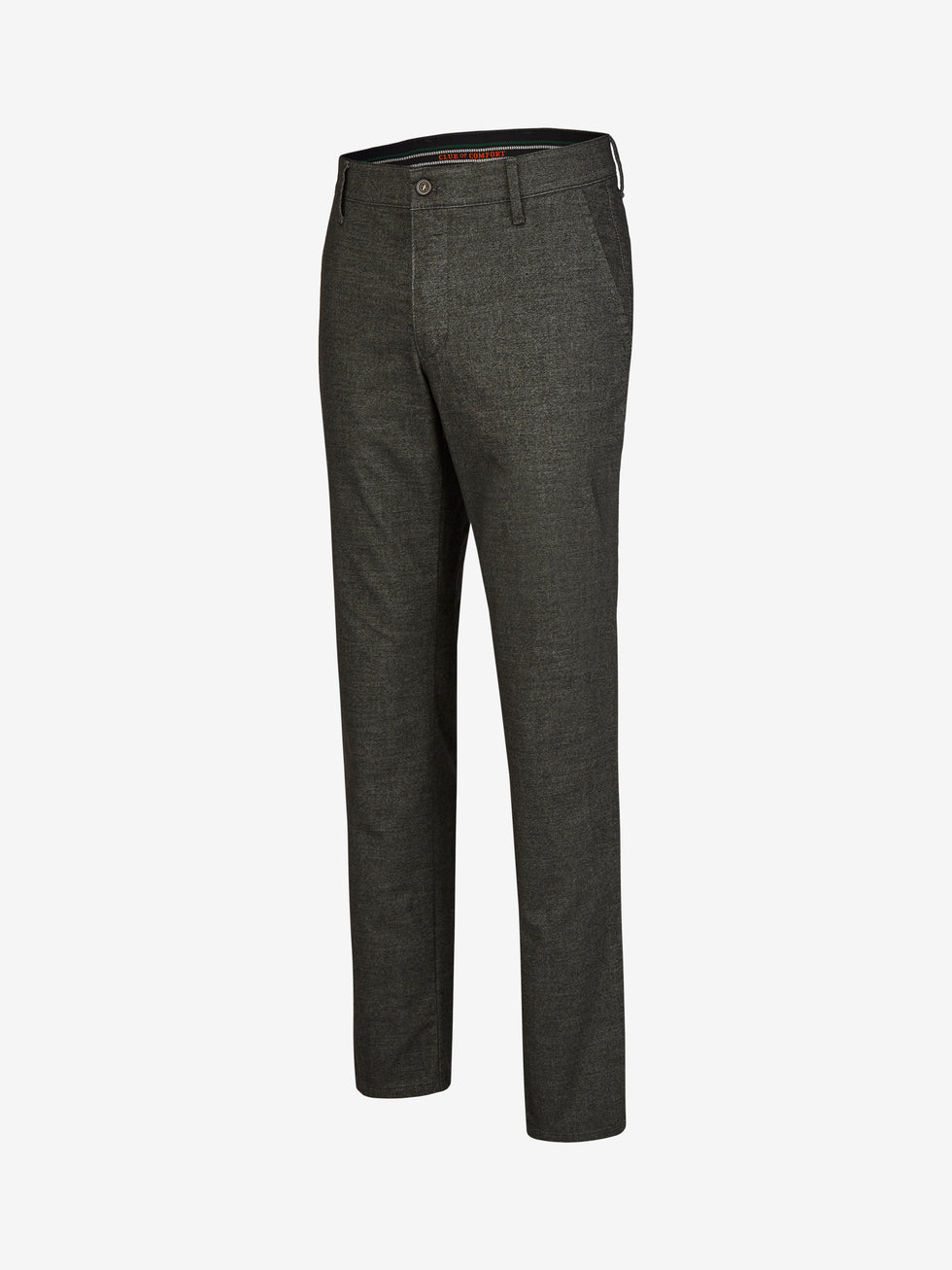 Dunkelgraue Melange-Hose GARVEY 7631 mit elastischem Komfortbund, Hemdstopper und schmaler Fußweite, hergestellt aus Baumwoll-Struktur-Mischgewebe mit Woll-Optik, Regular Fit, für Herbst/Winter, von Club of Comfort.