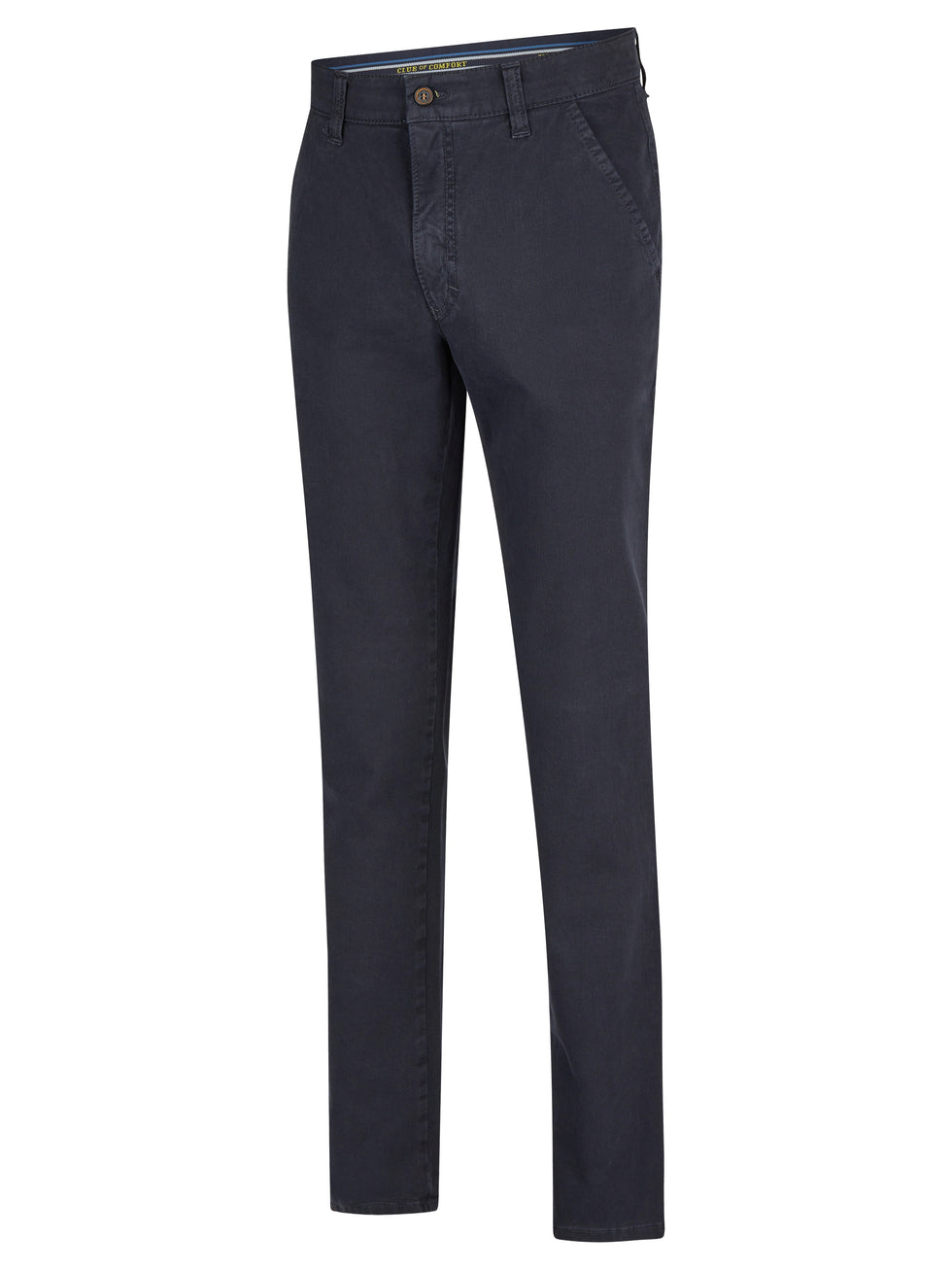 Dunkelblaue GARVEY 8070 Flat Front-Hose in Regular Fit, aus bi-elastischer Baumwolle mit Komfortbund, Hemdstopper und Münztasche. Bequeme, sportliche Chino mit schmaler Fußweite, Made in Green by Oeko-Tex, für Ganzjahresaaufen geeignet.