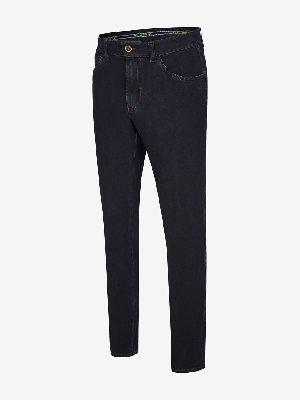 Dunkelblaue Damen-Hose "MARVIN 7054" von Club of Comfort mit Regular Fit, modischer 5-Pocket-Form, elastischem Comfortbund, Swing-Pocket, formstabilem Bi-Stretch-Denim, 360° Stretch, T400-Beimischung, normaler Leibhöhe, schmalem Bein, ideal für Ganzjahreswear, OEKO-TEX-zertifiziert.