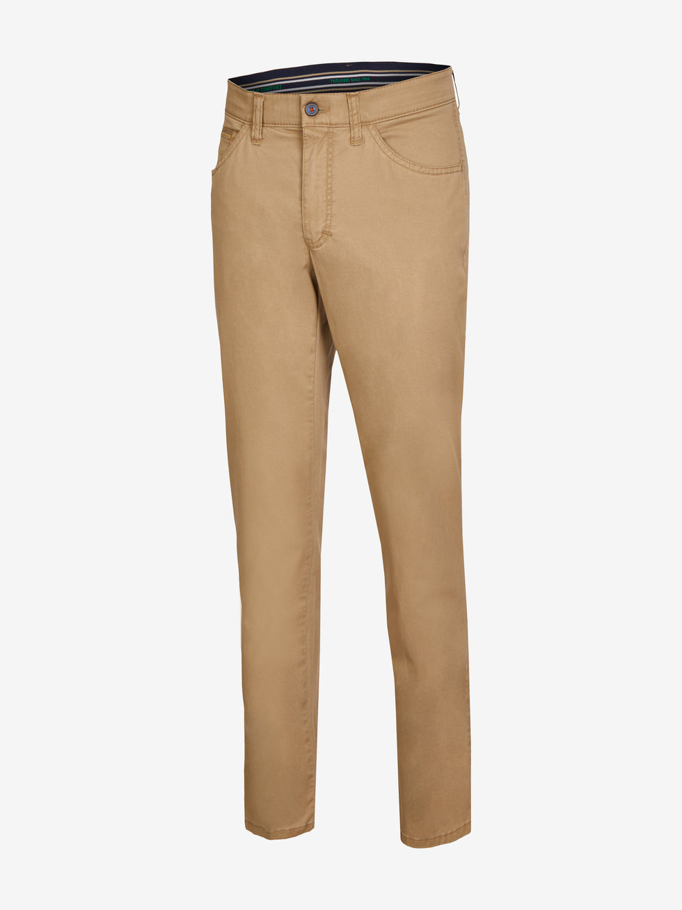Bequeme beige Hose MARVIN 7708 von Club of Comfort mit elastischem Comfortbund, Hemdenstopper, Swing-Pocket, doppelt paspelierter Münztasche, aus leichtem Baumwoll-High Stretch, Slim-Fit, normale Leibhöhe, modifizierte 5-Pocket-Form, für Frühjahr/Sommer, in standard 100 by Oeko-Tex.