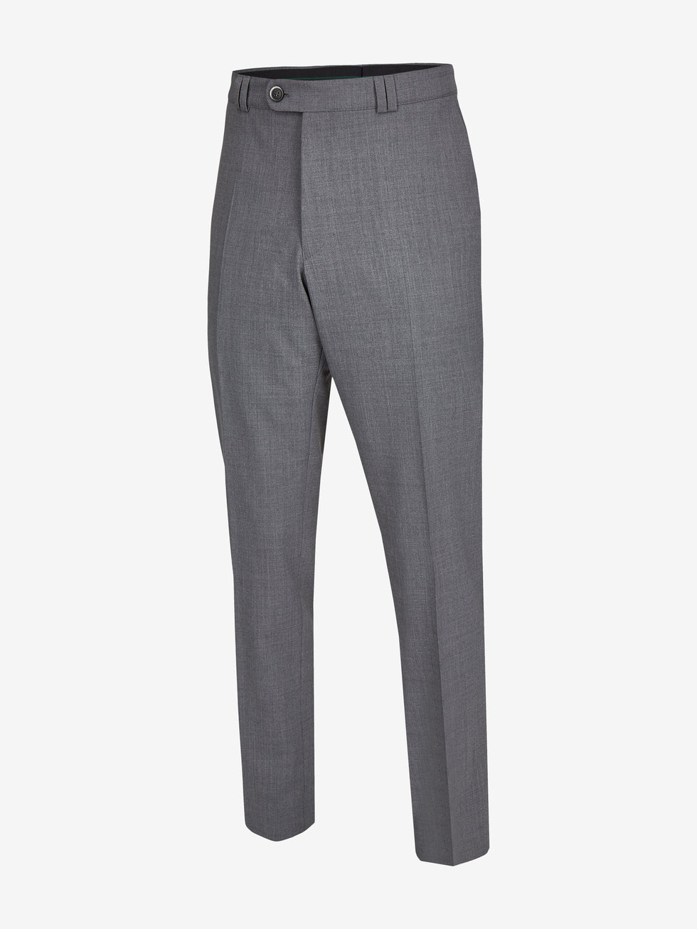 Gerade graue Woll-Hose von Club of Comfort, Modell SANTOS 2590, mit Flat Front, Hemdenstopper, elastischem Komfortbund, Bundverlängerung, geradem Bein, in niedriger Leibhöhe, aus maschinenwaschbarer Woll-Misch-Qualität, normaler Passform, für Ganzjahres-Gebrauch.
